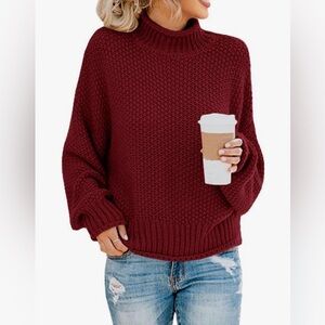 Cranberry red knit sweater, M